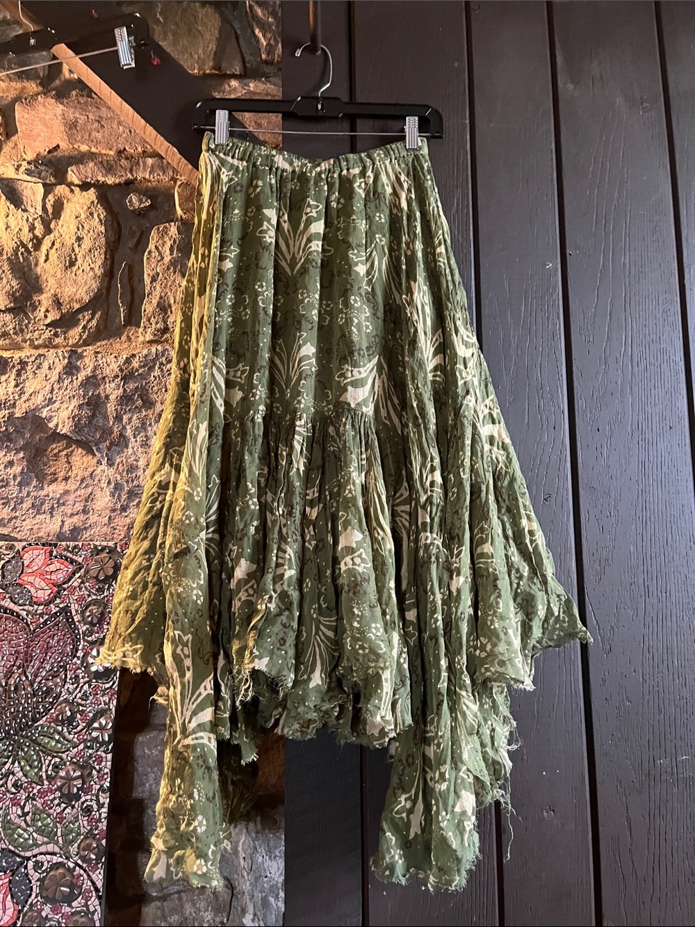 Free People Green Floral Flowy Skirt! S